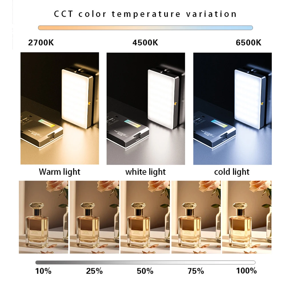 Handheld Fill Light 2700-6500K Photography Lighting Rechargeable Portable Light Panel for Photography Vlogging