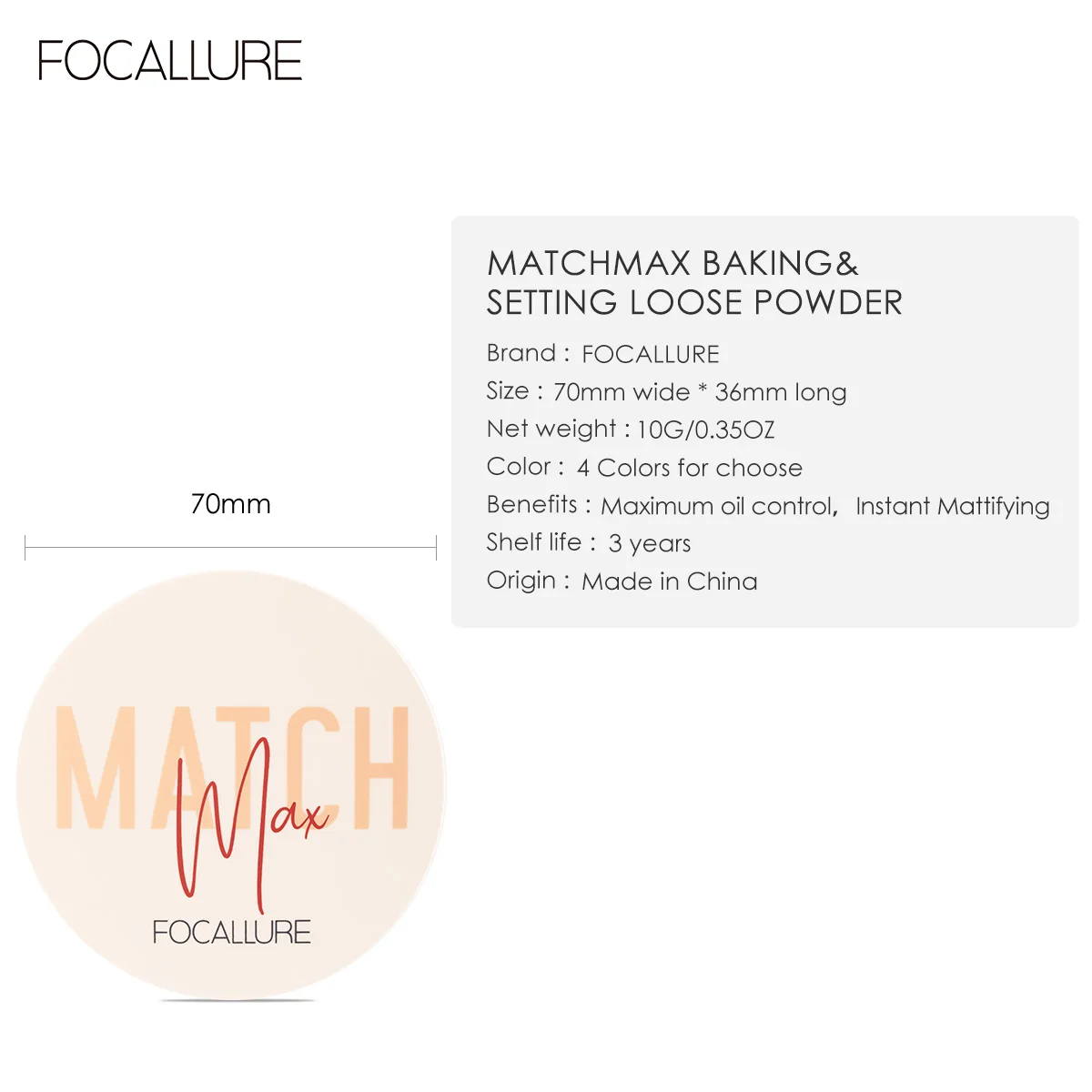 Wholesale FOCALLURE 4 Colors Minerals Face Loose Powder Waterproof Matte Setting Finish Makeup Oil-control Bake Women Cosmetics