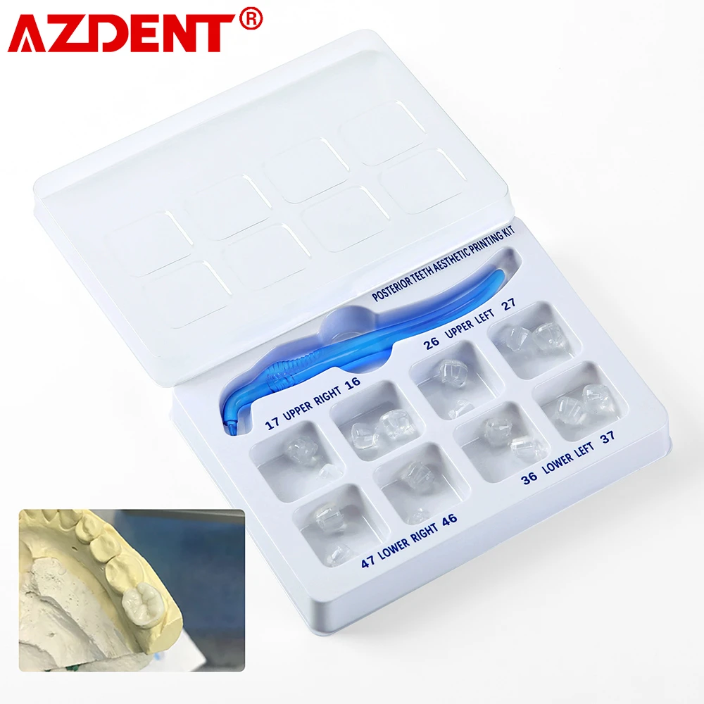 AZDENT-Conjunto De Acessórios Odontológicos, Dentes Posteriores Dentais, Kit De Impressão Estética, Restauração De Moldes, Ferramentas De Enchimento, 16 Dentes, Odontologia