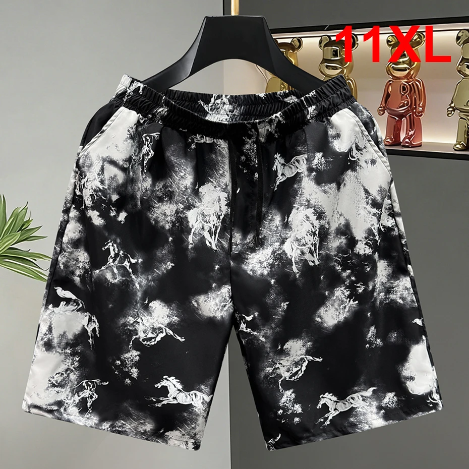 

11XL 10XL Plus Size Hawaiian Beach Shorts Men Summer Shorts Horse Print Shorts Fashion Casual Bottom Male Big Size 10XL