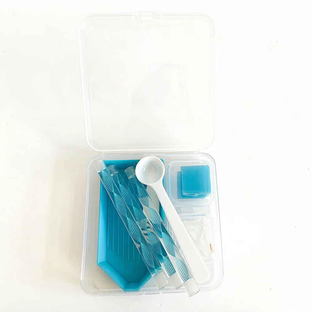 DIY Diamantmalerei Werkzeugset 4-Farben-Aufbewahrungsbox mit Tablett Wachs-Pinzetten-Stift-Set 5D Diamant-Stickerei Zubehör Bastelwerkzeuge – Detail 8