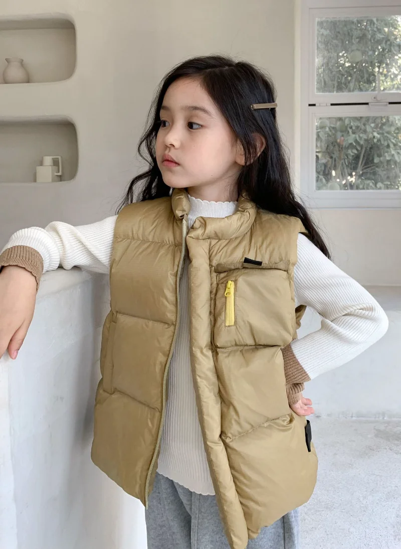 

White Duck Down Jacket Warm Vest Coat Children Clothing 22 Years Winter Children's Down Vest Outer Wear Boys and Girls