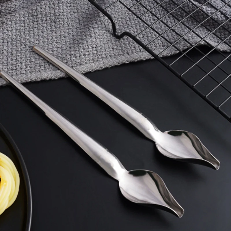 ステンレス製調理用精密デッサンスプーンセット,ドリズルプレート,装飾スプーン,2個