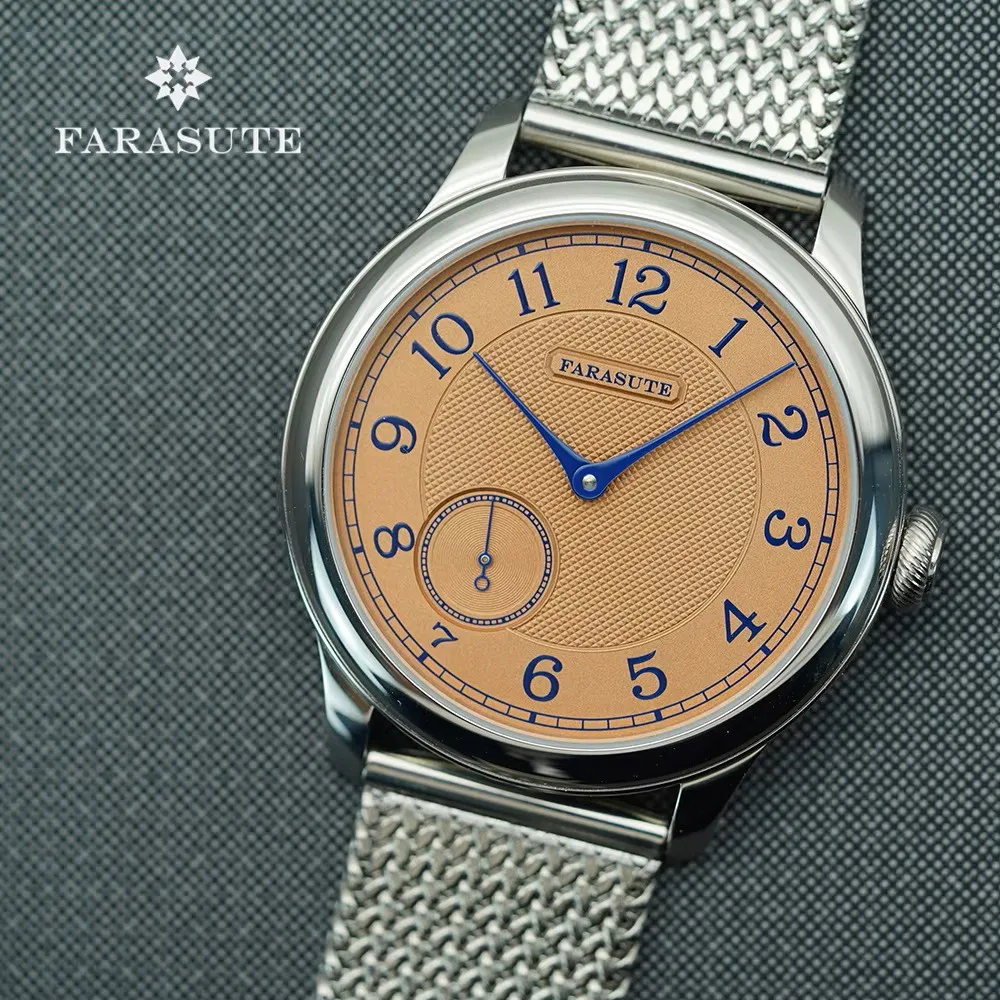 FARASUTE Retro Power Reserve 80 Hours Machinery Wristwatch For Men St17 Manual Mechanical Watch Small Second Steel Bracelet