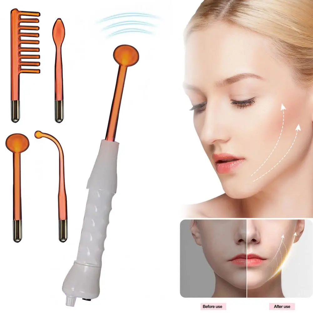 High Face Therapy Device High Face Wand Portable High Electrotherapy Wand with 4 Tubes for Anti-aging Face Care Safe for Home