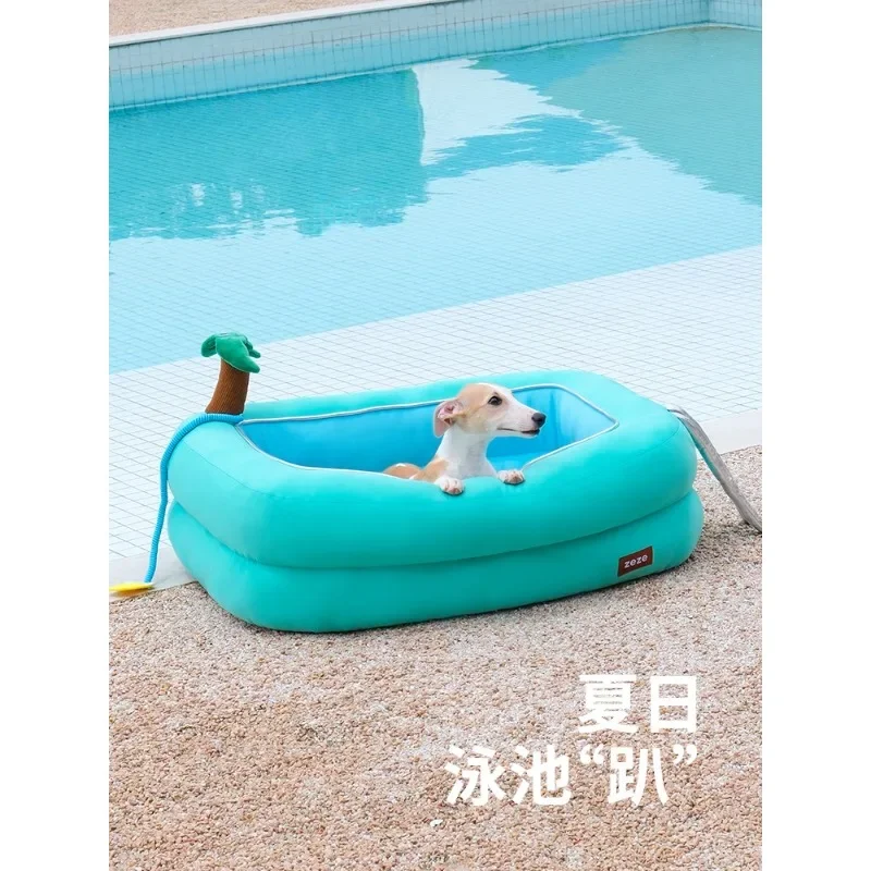 Detachable and Washable Cooling Pet Bed for Summer, Cute Dog Bed with Pool Design, Suitable for All Seasons