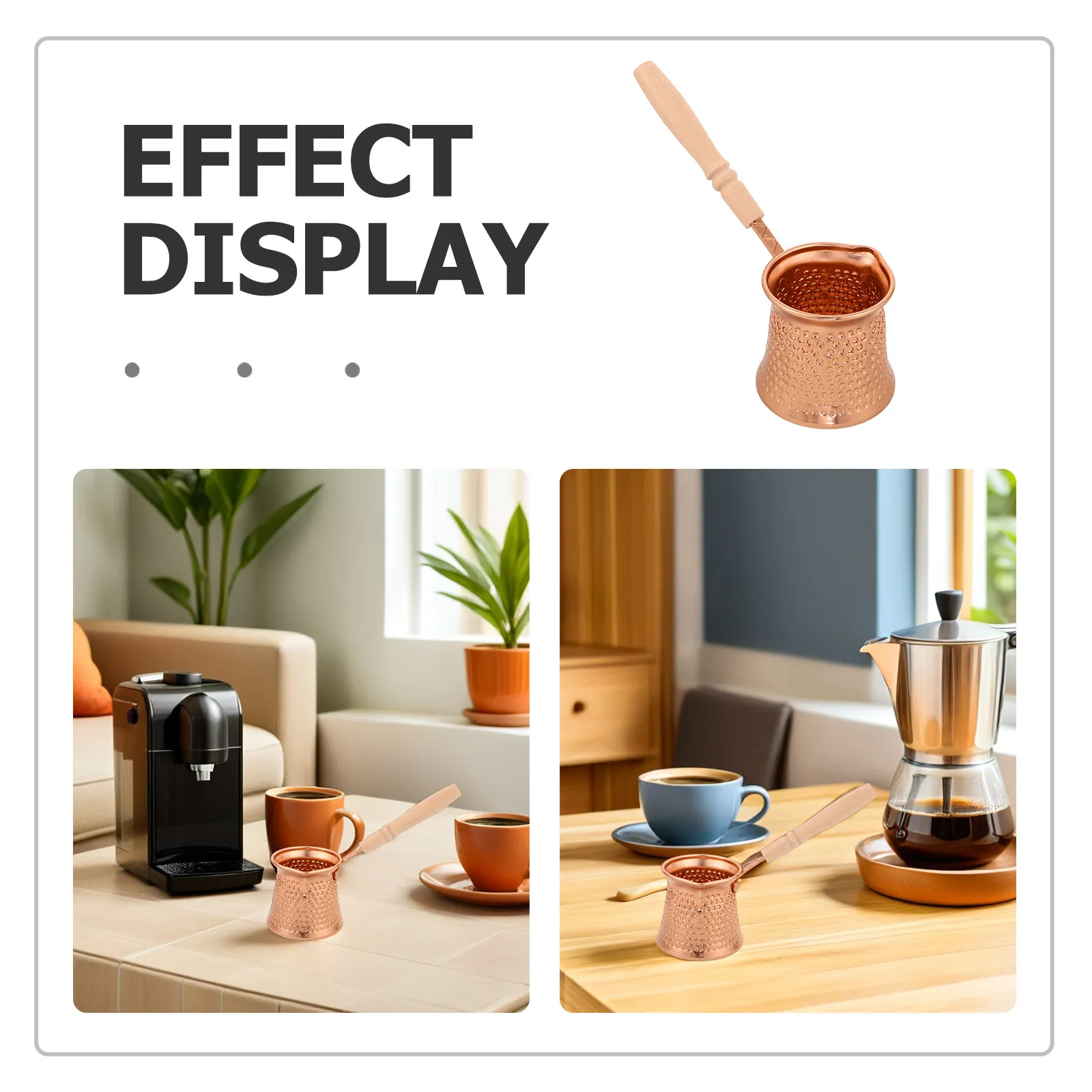 Turkish Coffee Pot 350Ml Aluminum Stovetop Espresso Pot Vintage Wooden Handle Multi Use Coffee Maker Milk Frothing Butter Warmer view 3