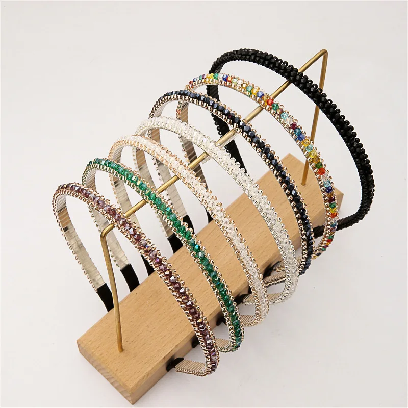 

Beaded Hairband Headband Hair Hoop Thin Crystal Handmade Vintage Non-Slip for Women Evening Party Elegant Hair Accessories