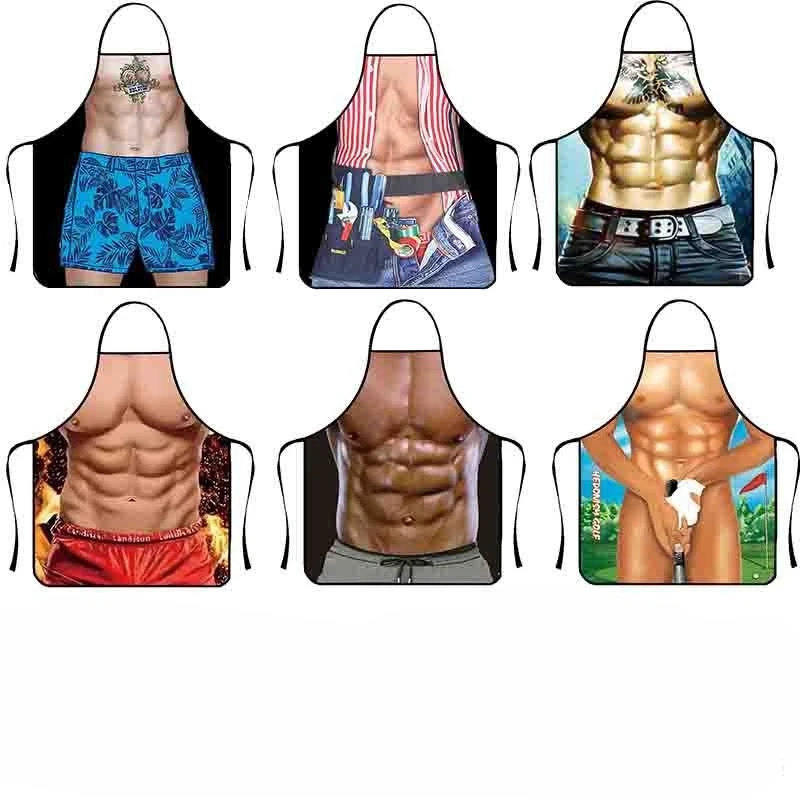 Delantal con Diseño de Hombre Musculoso, Resistente a Manchas y Aceite, Delantal Especializado para Barbacoa y Cocina