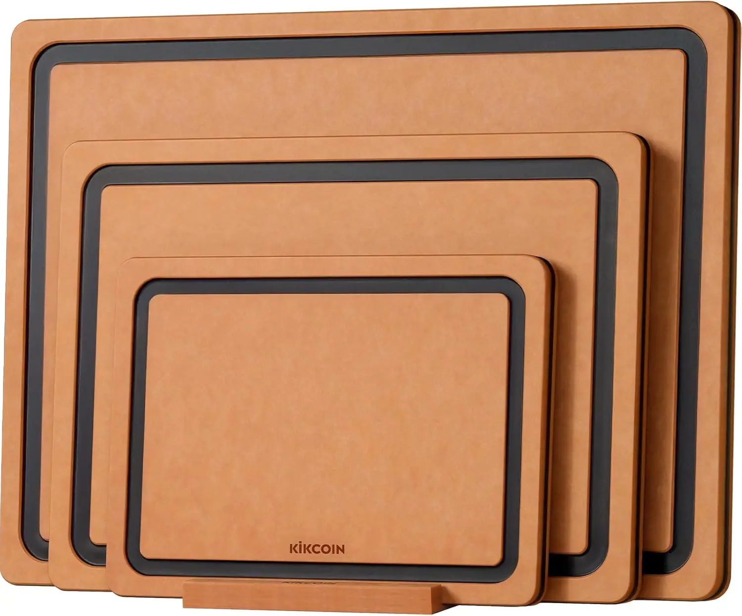 

3-Piece Wood Fiber Composite Cutting Board Set with Holder, Dishwasher Safe Non-slip Juice Groove for Kitchen