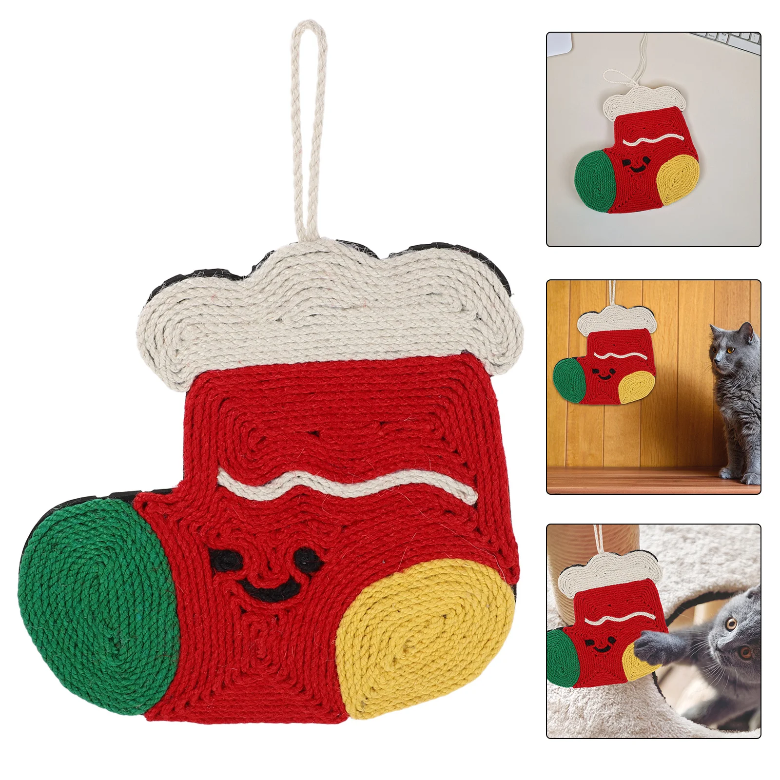 

Cat Scratcher Mat Natural Sisal 15.33x11.12 Sock Shaped Furniture Protector Scratch Pad for Sofa Couch Chair Indoor Cats