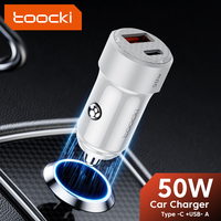 Toocki 50W USB C Car Charger Type C PD20W QC3.0 Car Phone Charger Fast Charging For iPhone Samsung Xiaomi Huawei