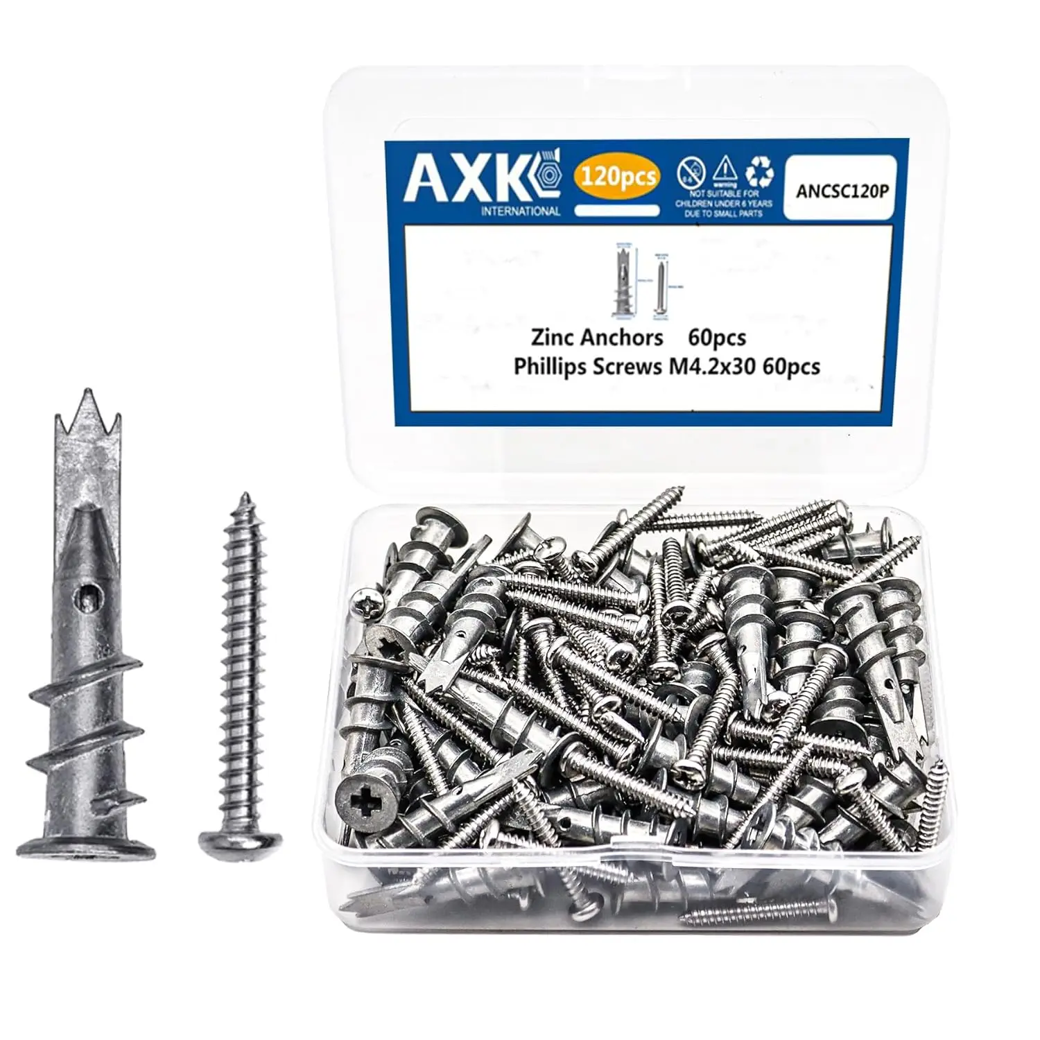 120pcs/set Self Drilling Anchor Zinc Alloy Hollow Wall Drywall with Screw for Hanging