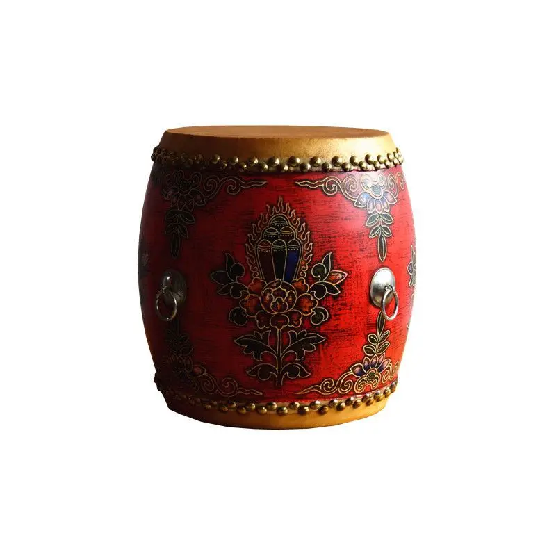 Painted drum table drum stool old solid wood coffee table round table combination