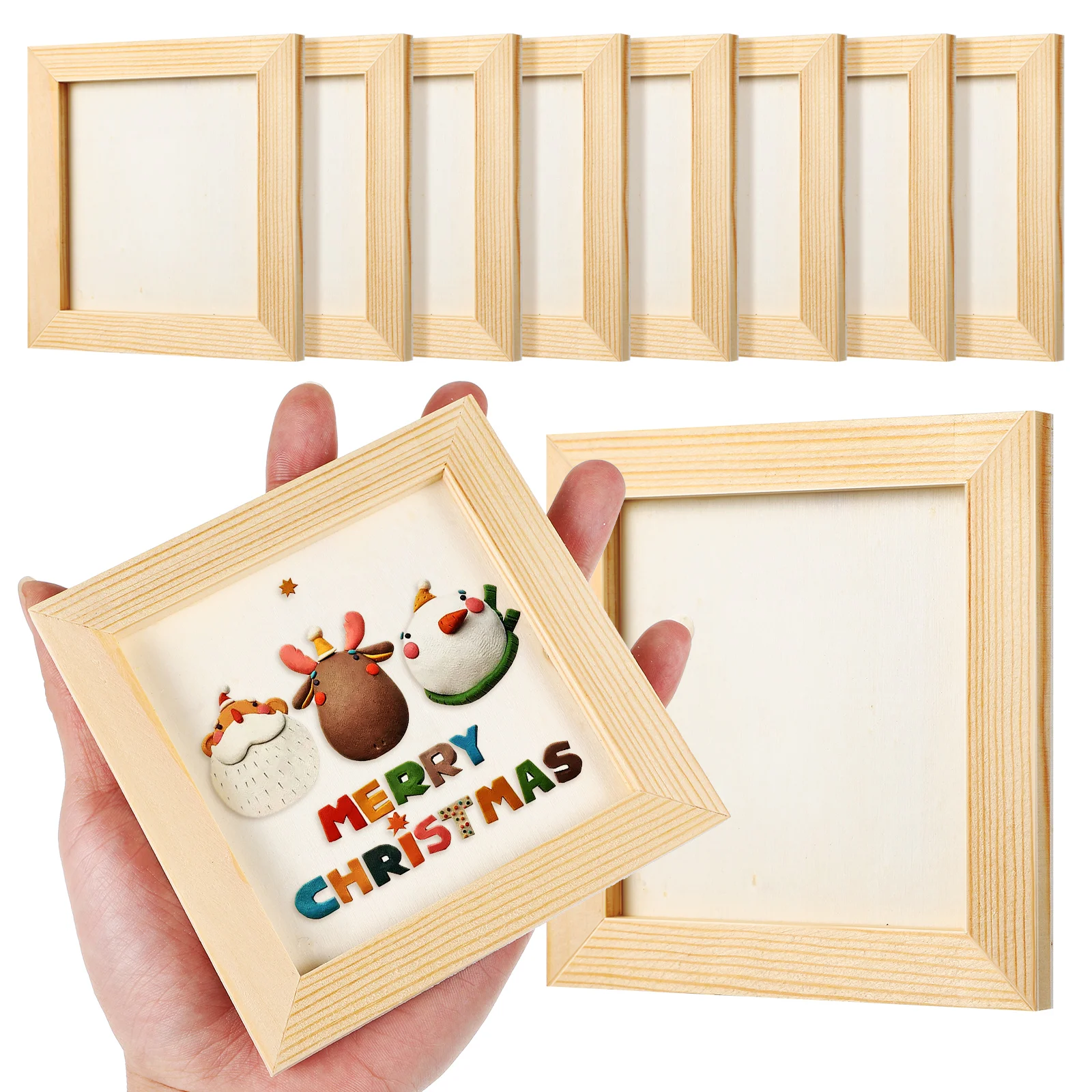 

10 pcs Wooden Picture Frames 4.72Inch Unfinished Natural Wood Frame For Art Craft Diy Painting Projects Rustic Photo Frame