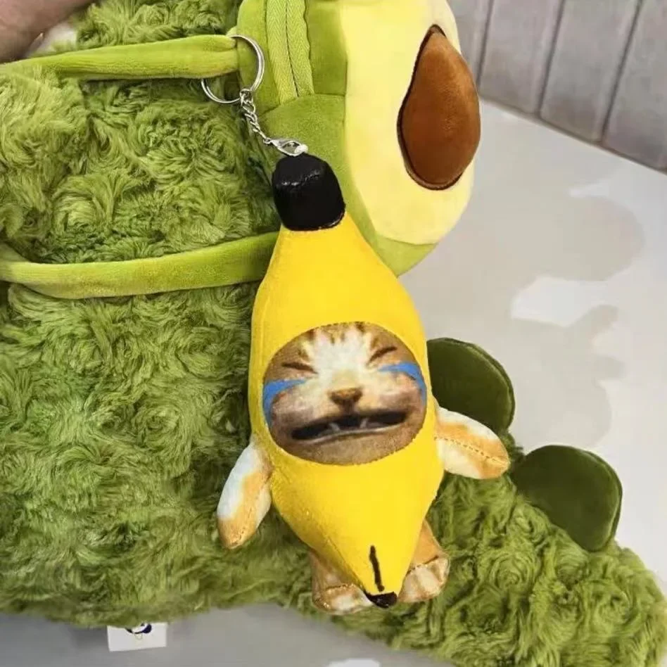 Llavero con colgante de muñeco de plátano para niños, muñeco de gato de plátano feliz que llora, juguetes de regalo de cumpleaños y Navidad, novedad de 2024