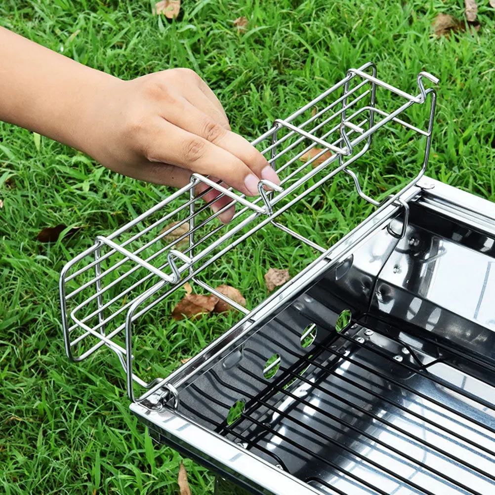 

2Pcs BBQ Storage Basket Stainless Grill Hanging ganizer Holder Steel Durable Spice Rack Outdoor Camping Cookware Holder