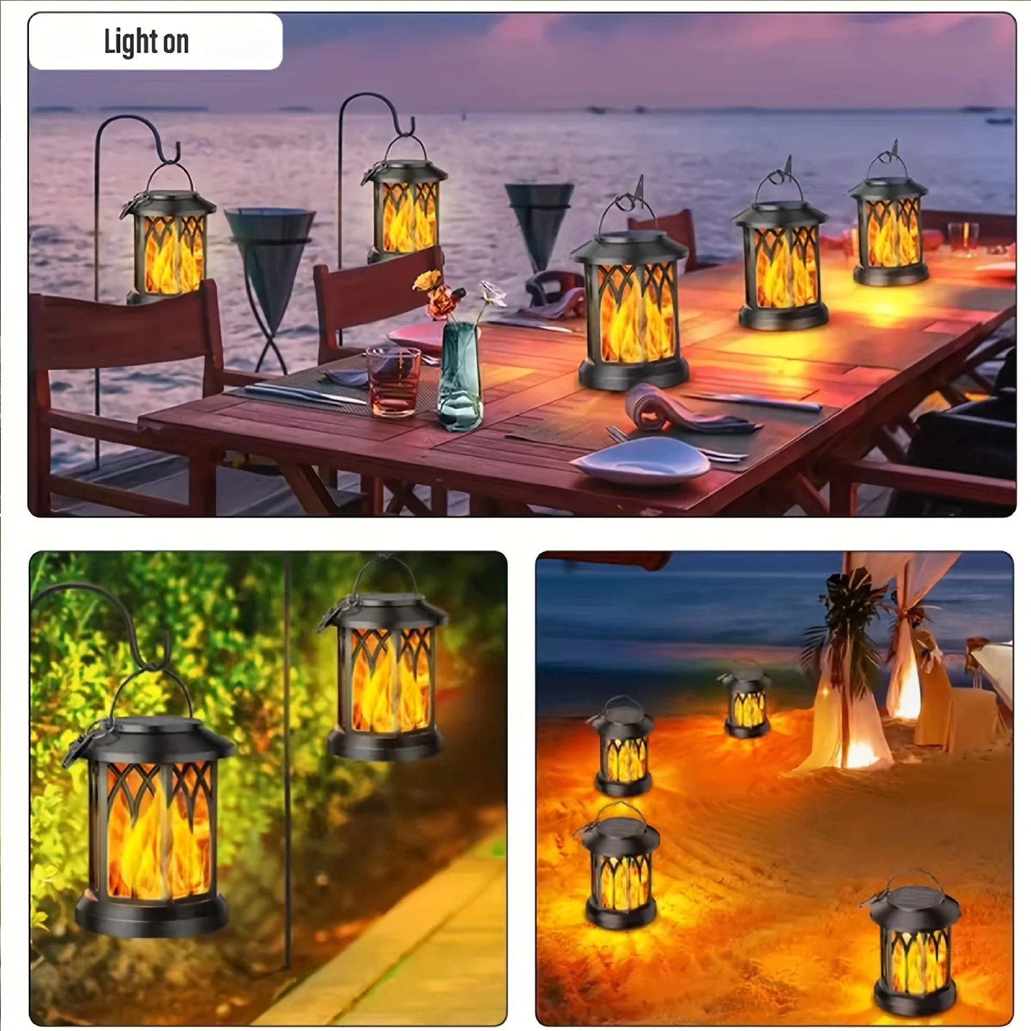 Flame Solar Lantern Outdoor Indoor Hanging Solar Yard Lamp Weatherproof for Garden Decor Patio Tree Lawn Solar Landscape Light