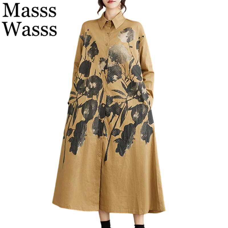 

Masss Wasss Spring British Design Vintage Dresses Ladies 2026 Fashion Floral Clothes Womens Classic Causal Printed Long Vestidos