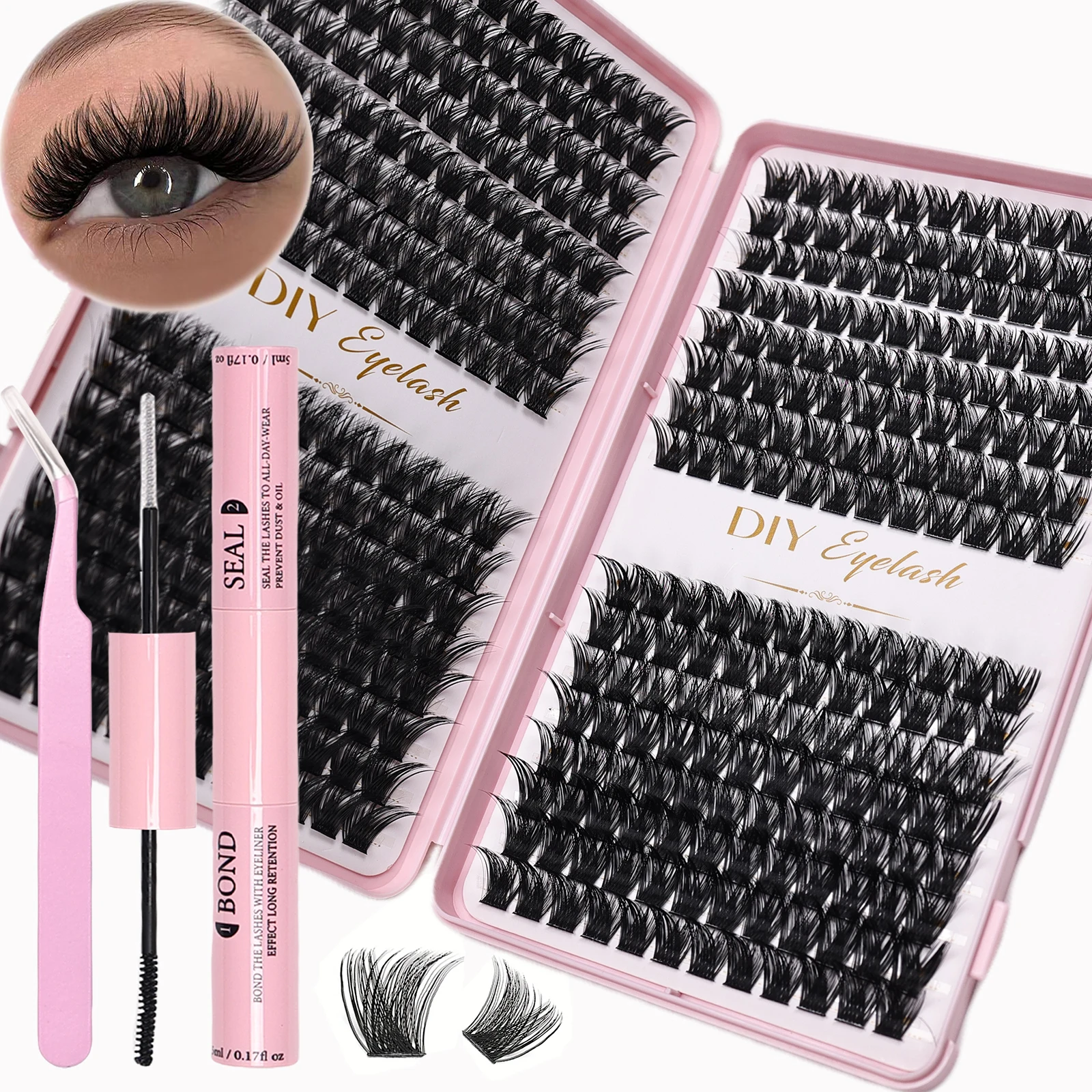 Eyelash Extension Home Service - ชุดต่อขนตาแบบกลุ่ม พร้อมหนังสือคู่มือการต่อขนตา พร้อมกาวและน้ำยาเคลือบขนตา พร้อมอุปกรณ์สำหรับต่อขนตาแบบ D Curl