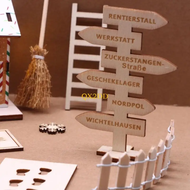 Qx2d Weihnachten Themenpuppenhaus Assembly Kabine Gebäude Set Handwerk Zubehör