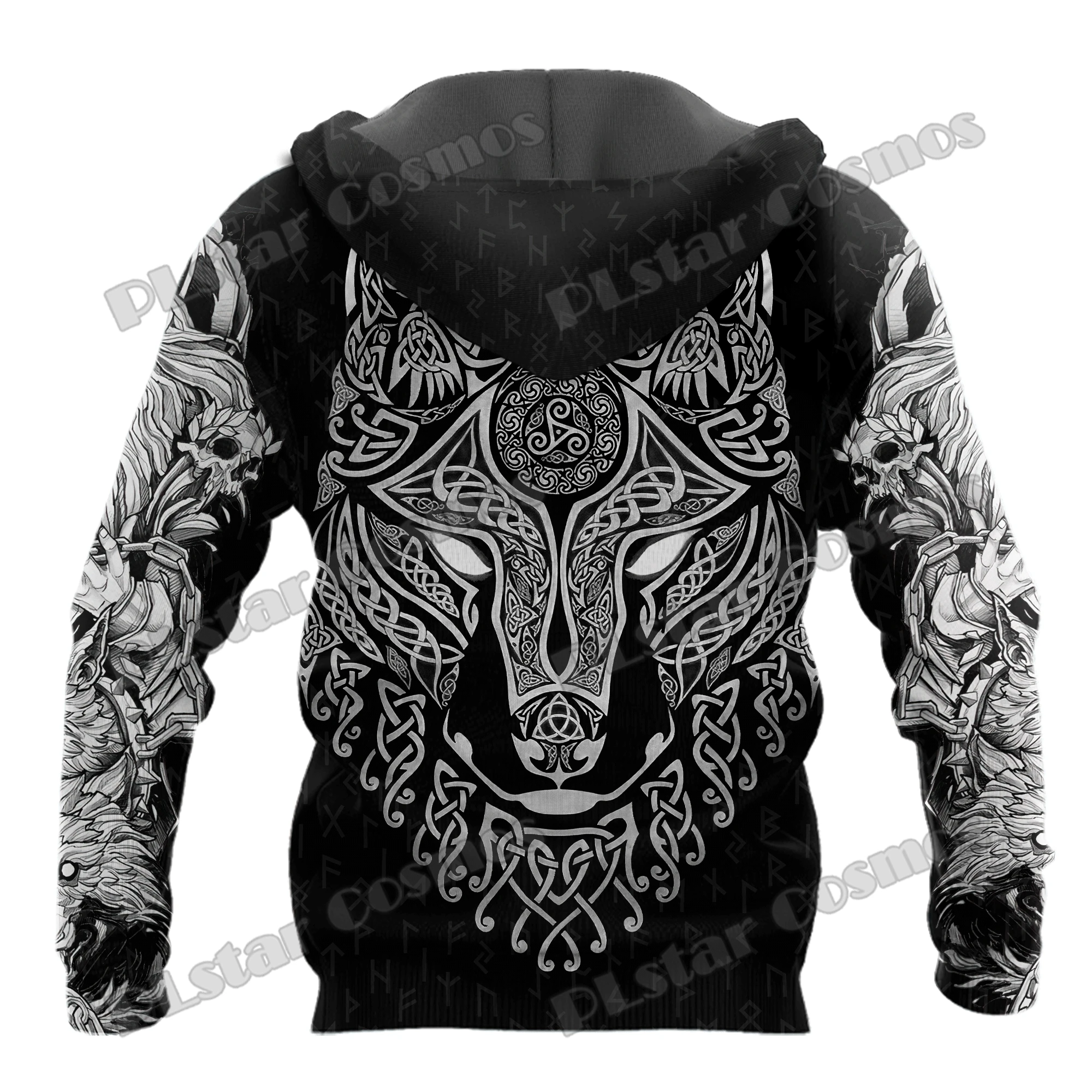 Norse Mythology Fenrir Wolf Tattoo 3D Printed Fashion Men\'s Zipper Hoodie Autumn Streetwear Unisex Casual Zip Up Hoodies HW63