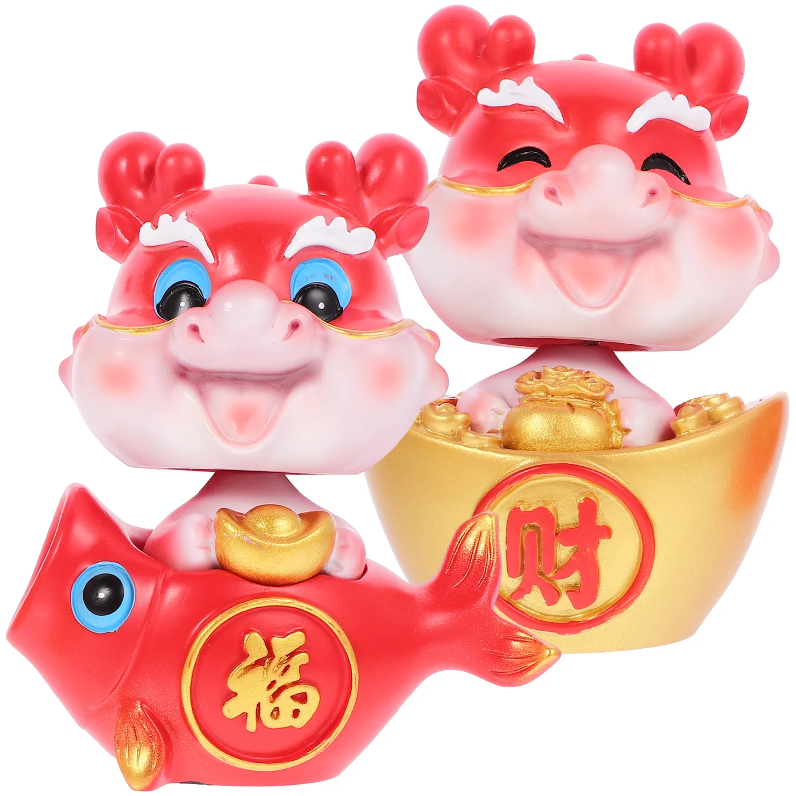 

2Pcs Resin Dragon Desktop Ornament Chinese Culture Inspired Decor Lifelike Cartoon Shape Intricate Details Zodiac Craft