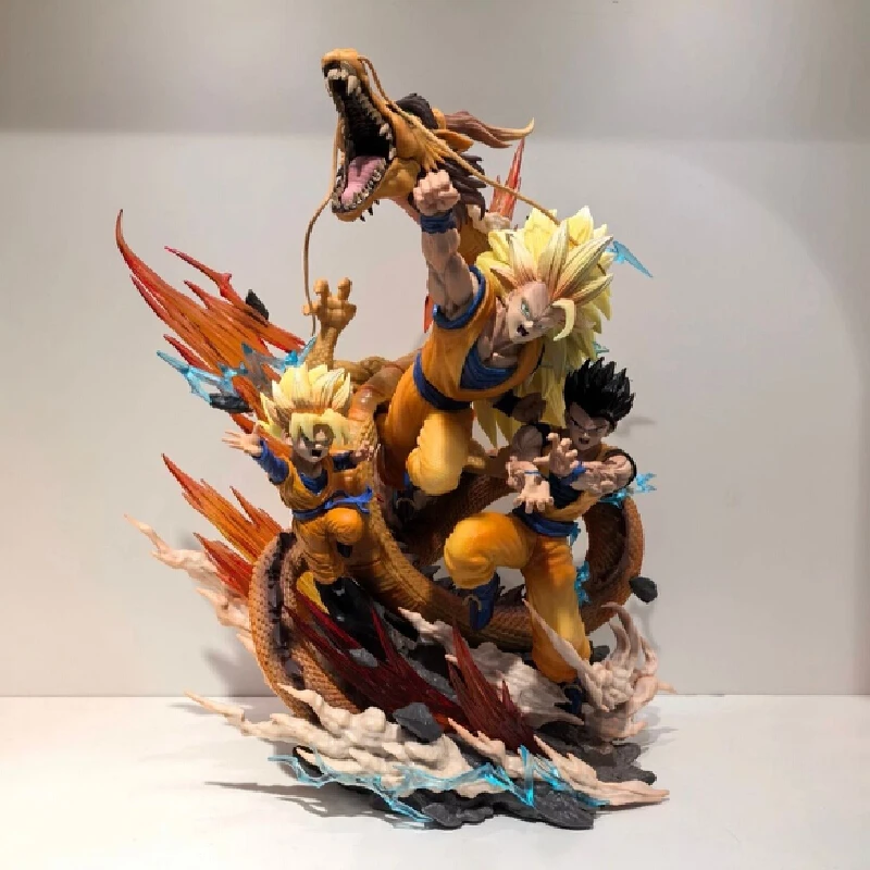 

Dragon Ball Anime Figures Goku Gohan Super Saiyan Super3shenron Father And Son 27cm Three People Model Statue Birthday Gift Toys