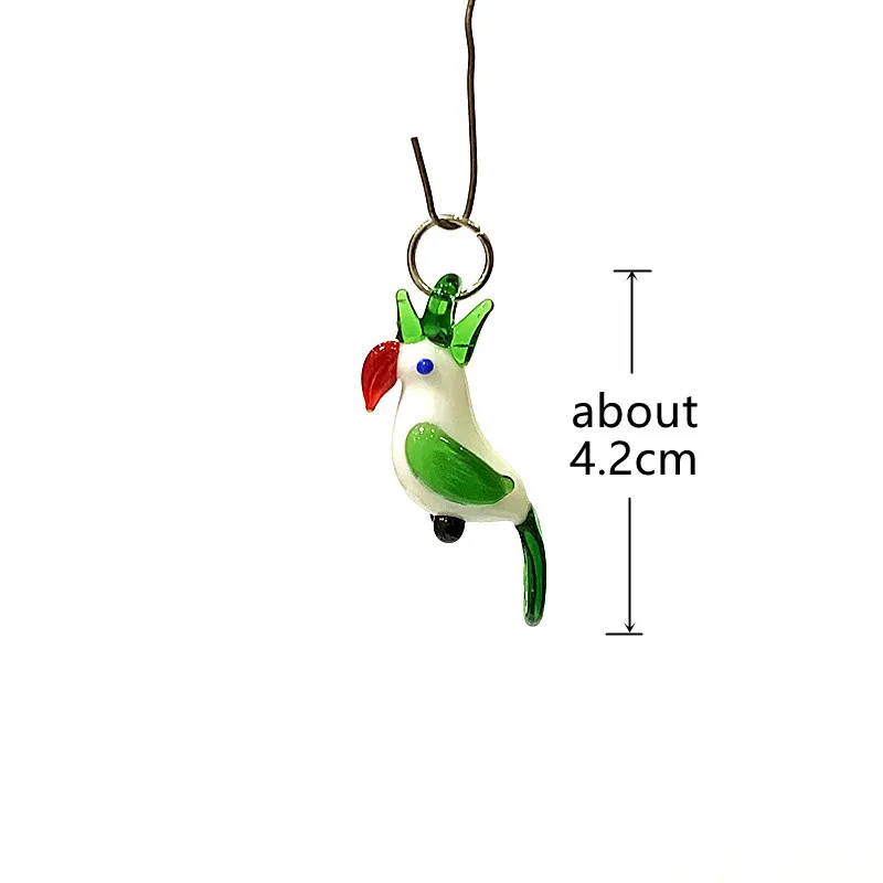Cute Parrot Glass Pendant Creative Mini Bird Charm for DIY Handmade Craft Making Accessories Outdoor Garden Bonsai Hanging Decor