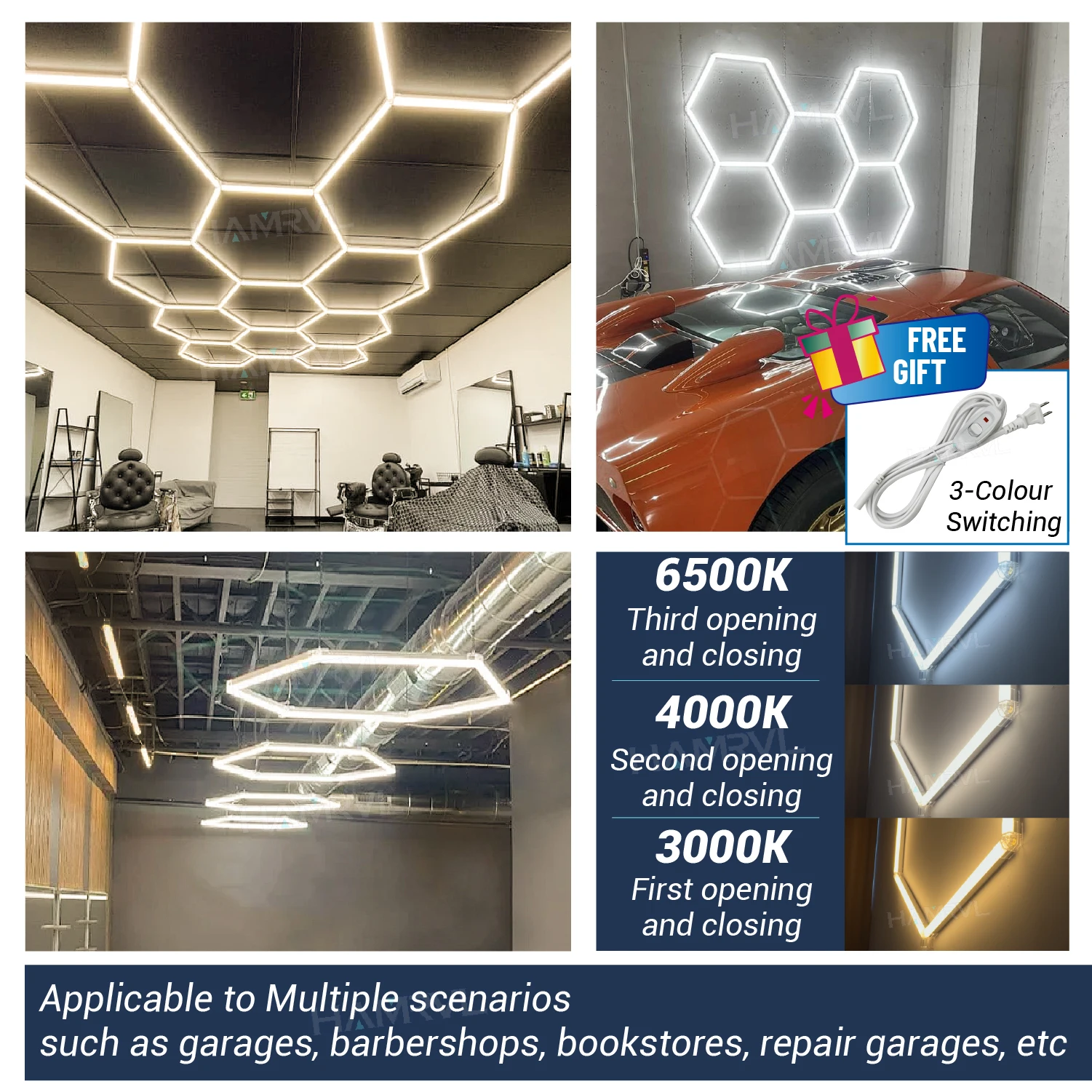 العسل مسدس قلادة LED ضوء درجة حرارة اللون قابل للتعديل عكس الضوء الإضاءة المحيطة لشريط مقهى صالون المرآب ديكور المنزل #3