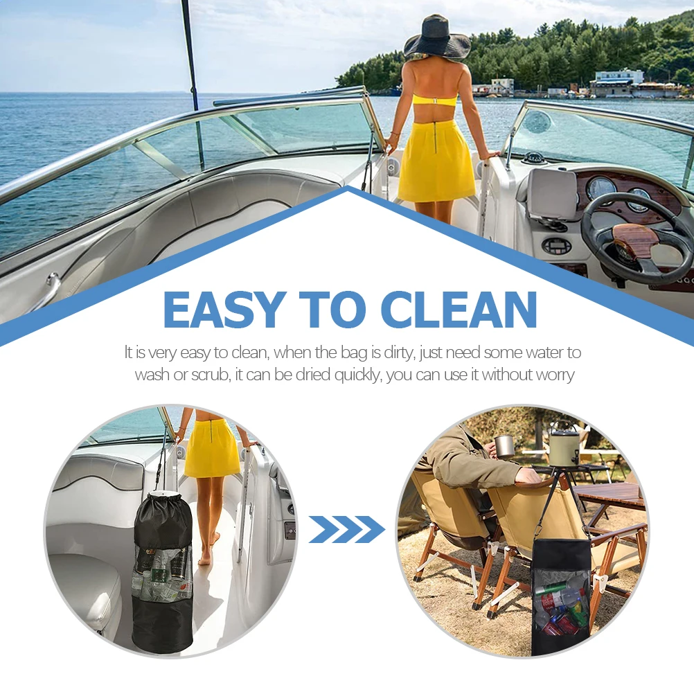 

Hanging Ship Garbage Mesh Can Boat Bags Foldable Black Portable Trash Holder Seaside