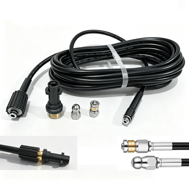 

High Pressure Washer Drain Hose Cleaning Kit Washer Replacement Hose for Karcher K2 K3 K4 K5 K6 K7 Pressure Washers 2 nozzles