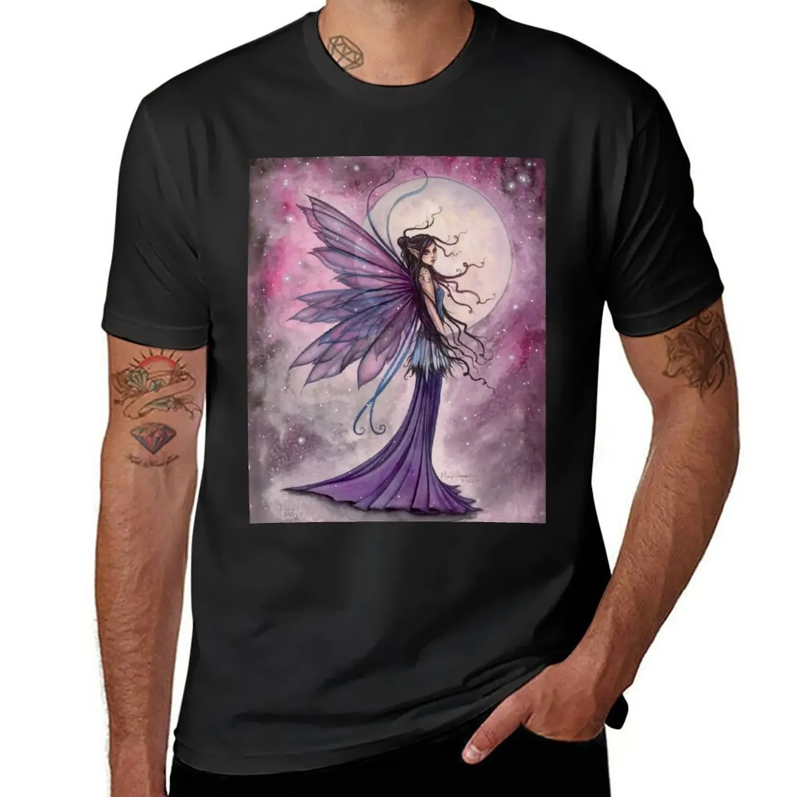 Starlit Amethyst Fairy Fantasy Art by Molly Harrison T-Shirt quick drying sublime men graphic t shirts