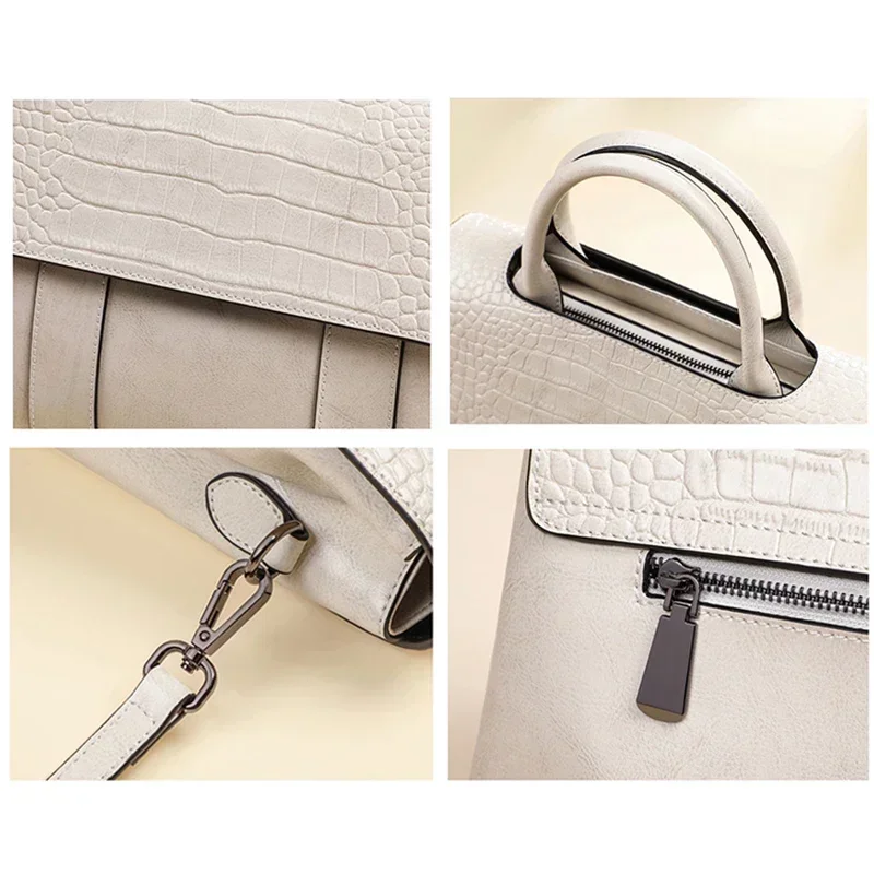Women's Cow Real Leather Crossbody Bag Female Cowhide Designer Luxury Shoulder Bags Ladies Casual Retro Large Capacity Handbag view 6