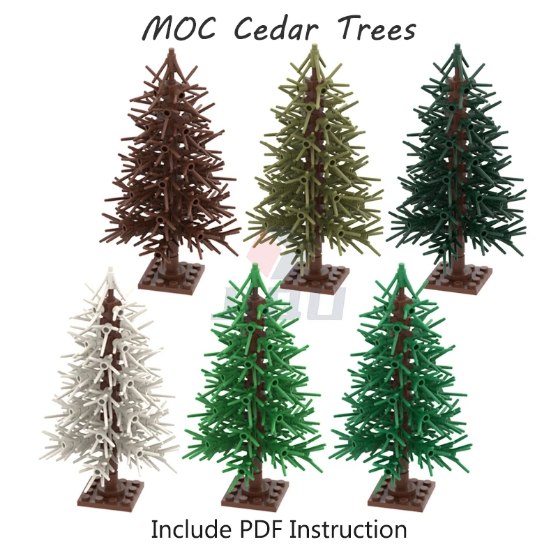 138 PCS Cedar Tree Model Green Scenery Landscape Building Blocks MOC City Street Scene Plants Decoration Bricks Kid Toy Gifts