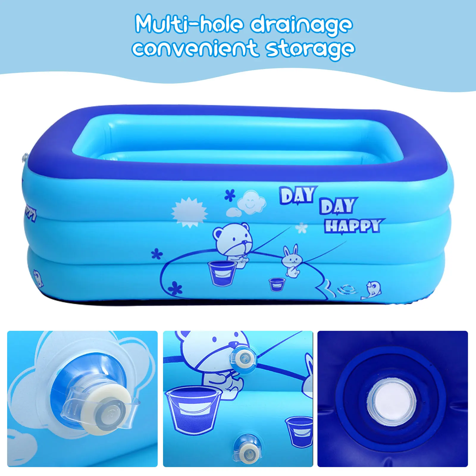 Piscina inflable de 120cm, bañera de piscina de juegos acuáticos al aire libre de verano familiar con fondo de burbuja para regalo de niños