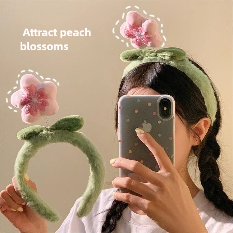 رباط شعر على شكل زهرة قطيفة لطيفة للإناث، مشابك شعر حلوة كرتونية لغسل الوجه، رباط شعر منفوش مضاد للانزلاق، إكسسوار للشعر