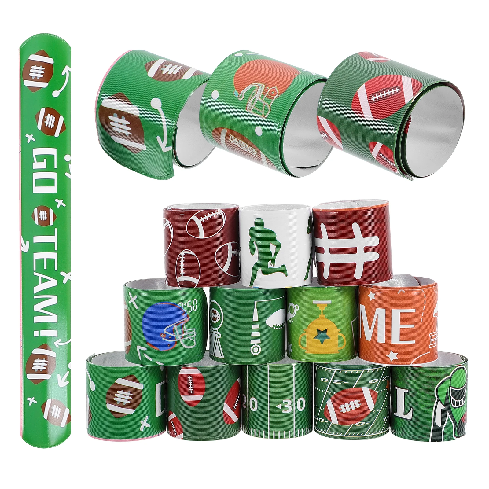 24個 スラップブレスレット スポーツテーマ パーティー記念品 リストバンド 子供用 ラグビースラップバンド 楽しいおもちゃ 装飾アクセサリー 教室用