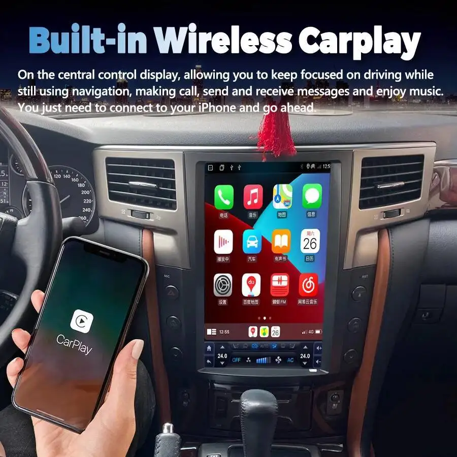 

13.6" Car Radio For Lexus LX570 LX 570 2007-2015 Android Vertical screen Multimedia Player GPS Navigation Stereo CarPlay Auto
