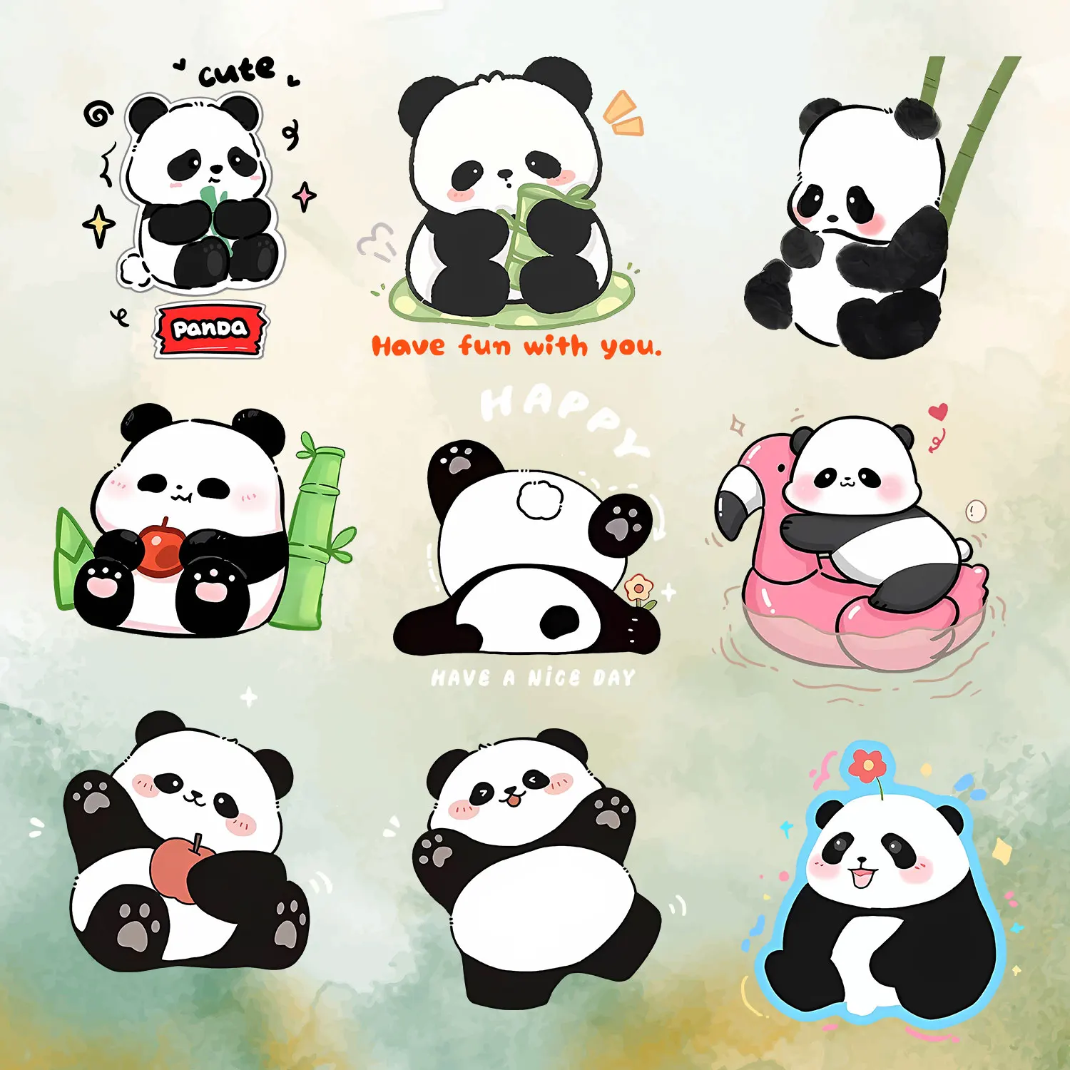 Panda Cute Cartoon Sticker Suitable for Doll Cloth Bag Iron on Transfer Playful Stickers Vibrant and Long-Lasting Colors DIY