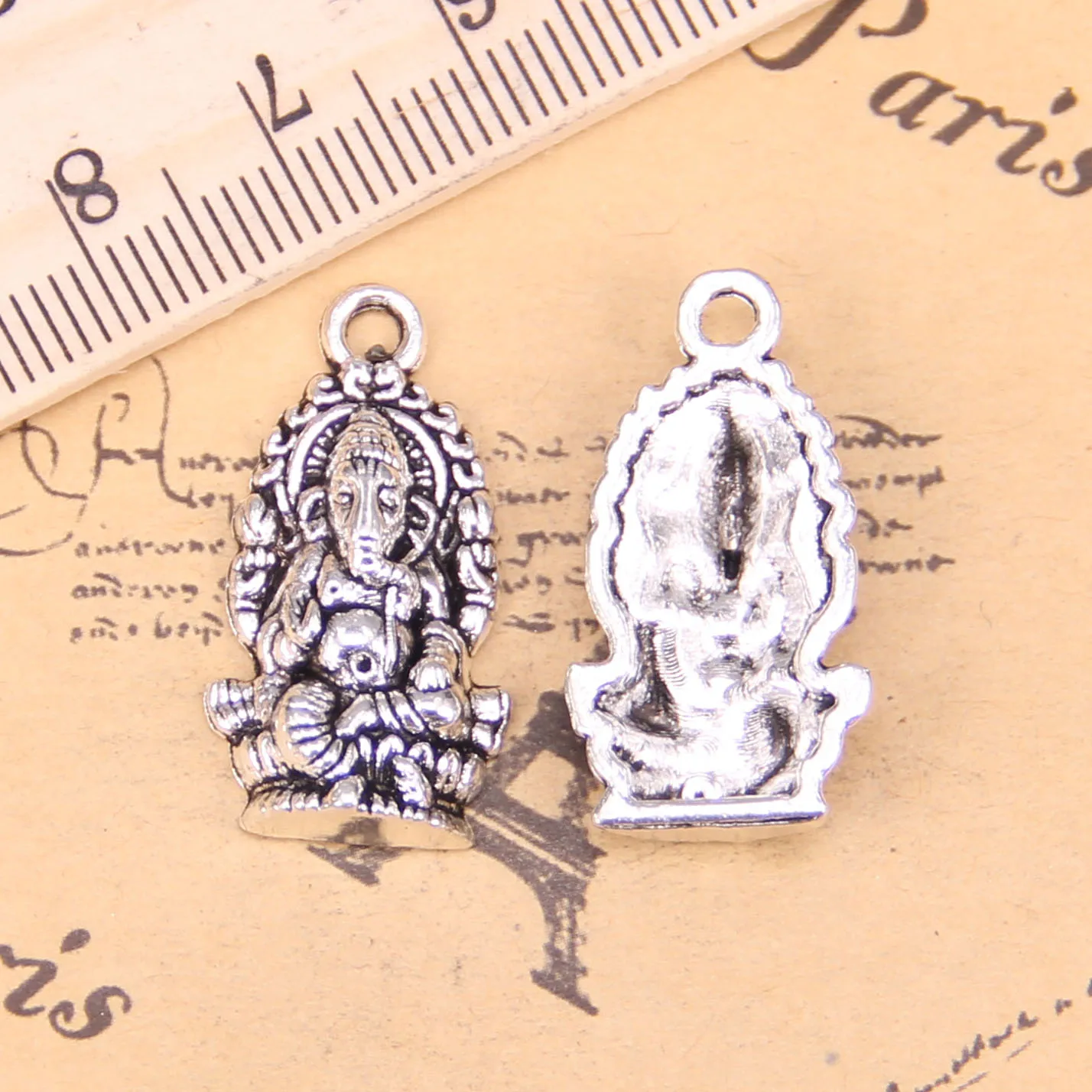 54pcs Jewelry Charms Ganesha Elephant Buddha 26x14mm Antique Silver Plated Pendants Making DIY Handmade Tibetan Silver Jewelry