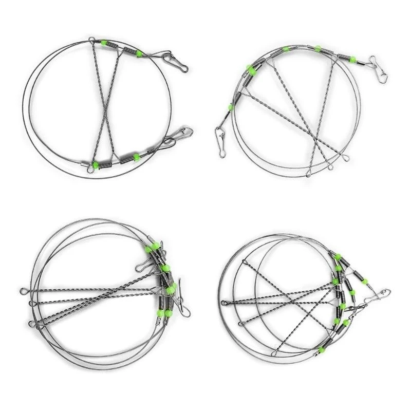 37JE Fishing Rigs with Swivels Beads Line Tackle Rigs Fishing Leader Stainless Steel Wire Traces Leader Tackles
