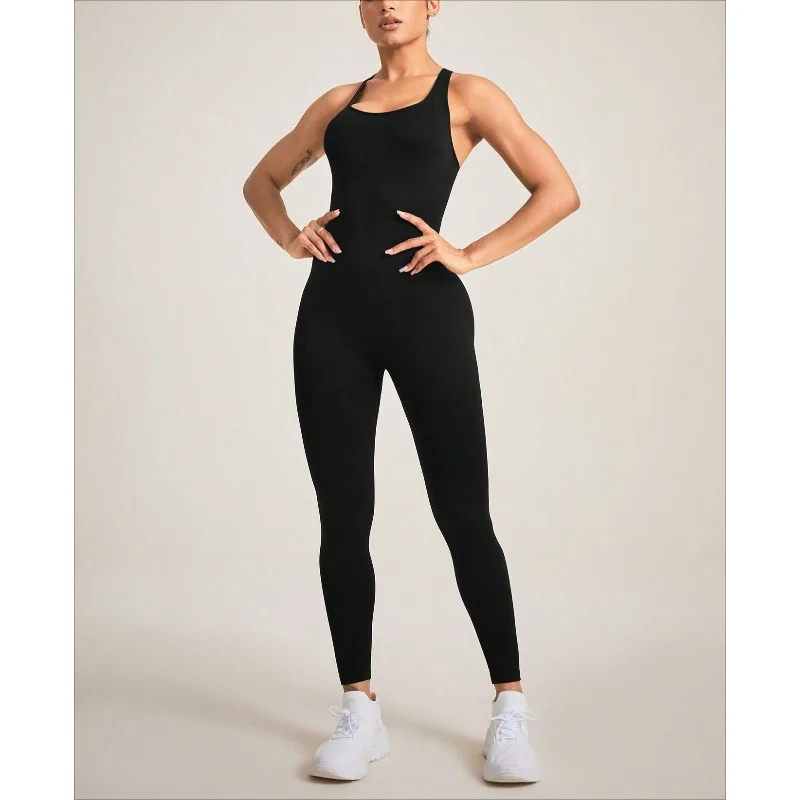 Kriananas Nero Croce Indietro Lettera Stampata Tute per Le Donne 2026 Alla Moda U Collare Traspirante Sportwear Hip Lifting Pantaloni Della Tuta