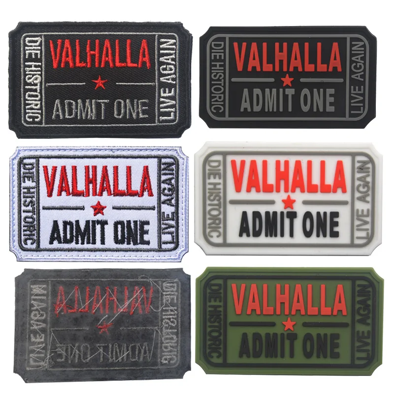 Ticket to Valhalla Military Tactical Vikings Mad Max Patches HOOK Army Embroidered PVC Badges Fabric Armband Stickers Valknut