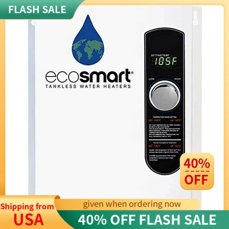 

EcoSmart ECO 18 Electric Tankless Water Heater, 18 KW at 240 Volts with Patented Self Modulating Technology , 17 x 14 x 3.5