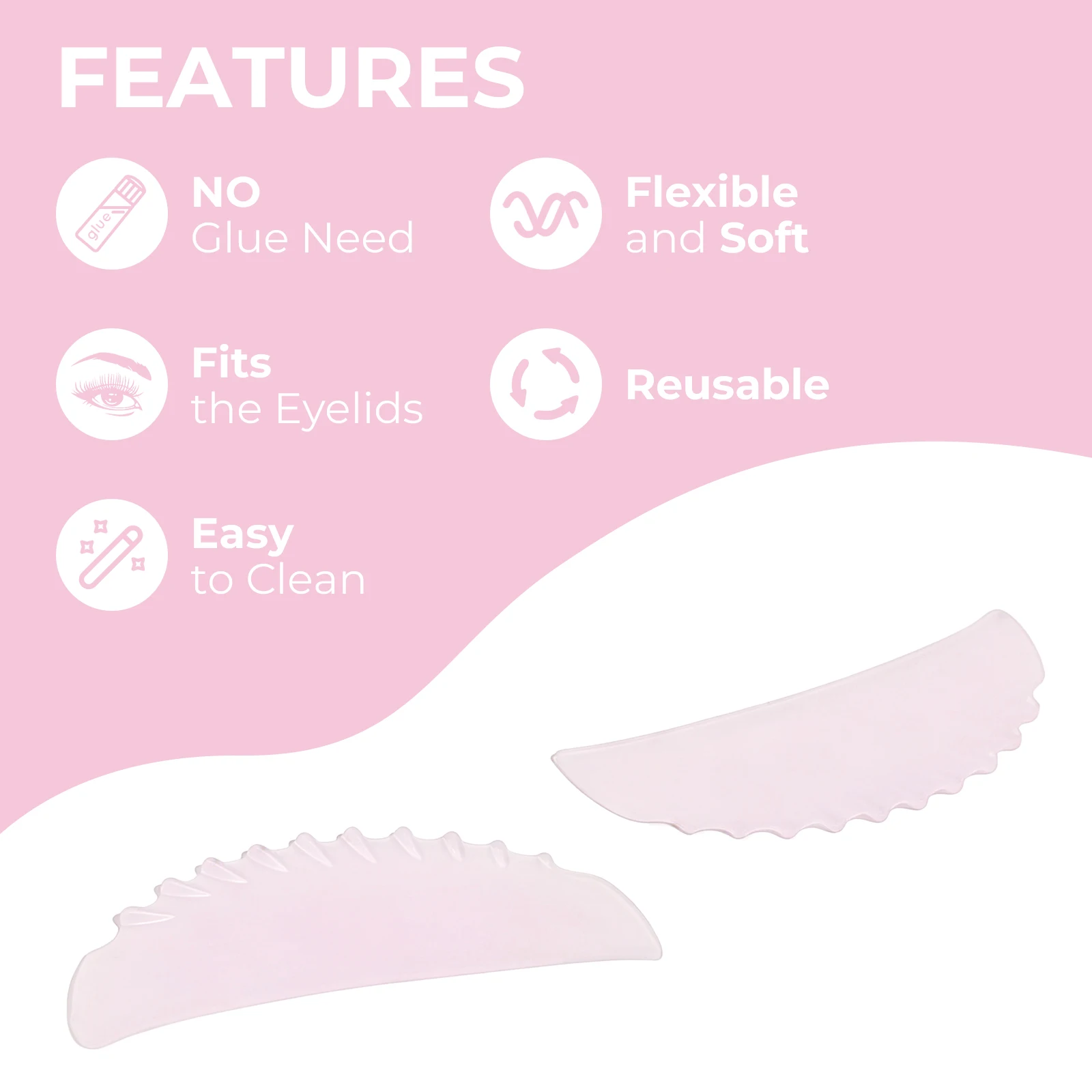 Lomansa Neu 2er-Set Flache Silikon-Wimpernwickler Wimpernlifting-Bänder Wimpernweichmacher-Pads Wimpernzange Make-up-Tool – Detail 7