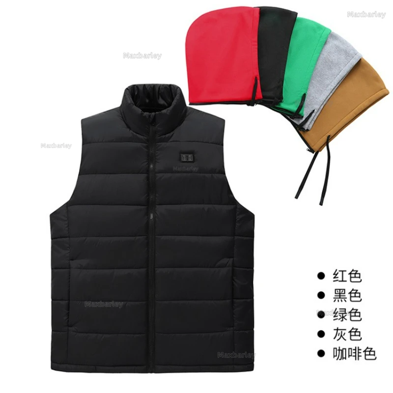 Winter Smart Heating Vests USB Constant Temperature Double Control 15 Zone Heated Sleeveless Vest Heating Men Hooded Warm Jacket
