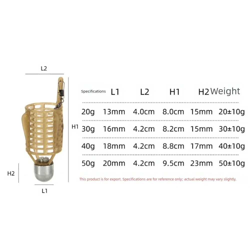1 Pc Fishing Bait Feeder 25/35/45/55g ABS Load Bearing Iron Head Fixed-point Bait Feeder European Style Fishing Accessories