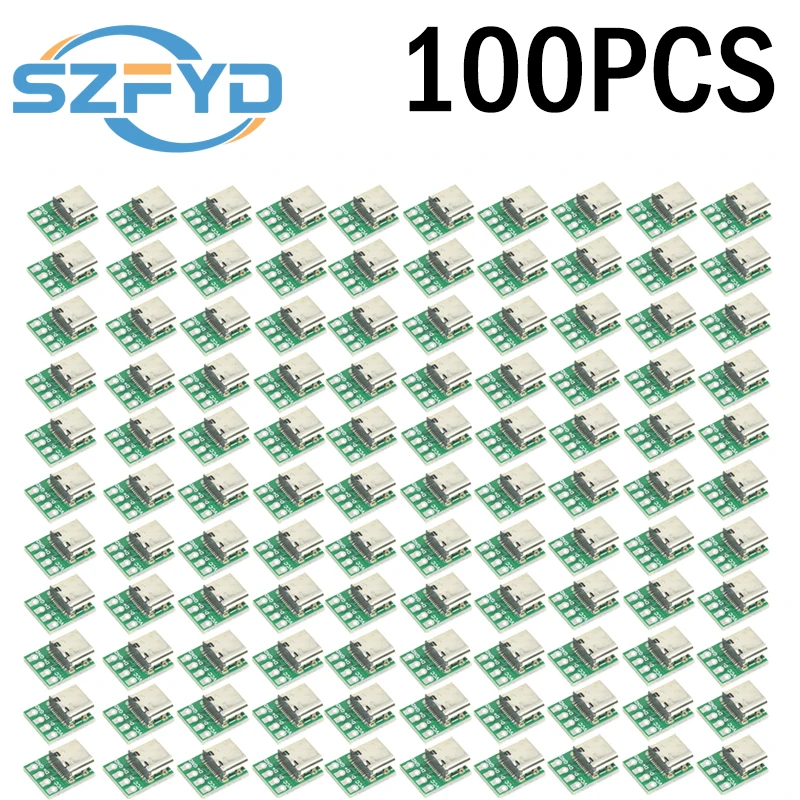 5-100 шт. разъем USB 3.1 типа C-16-контактный адаптер печатной платы, розетка для передачи кабеля линии передачи данных