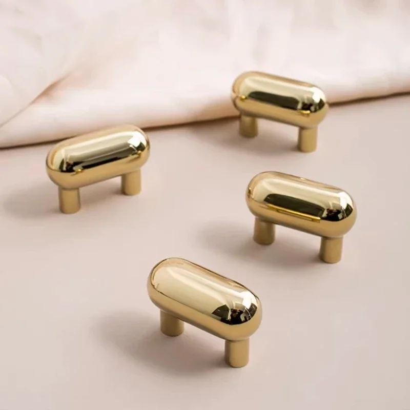 

Luxury Bright Gold Brass Furniture Hardware Handles for Cabinets and Drawers 25mm Hole Shoes Cabinet Pulls Cupboard Door Knobs